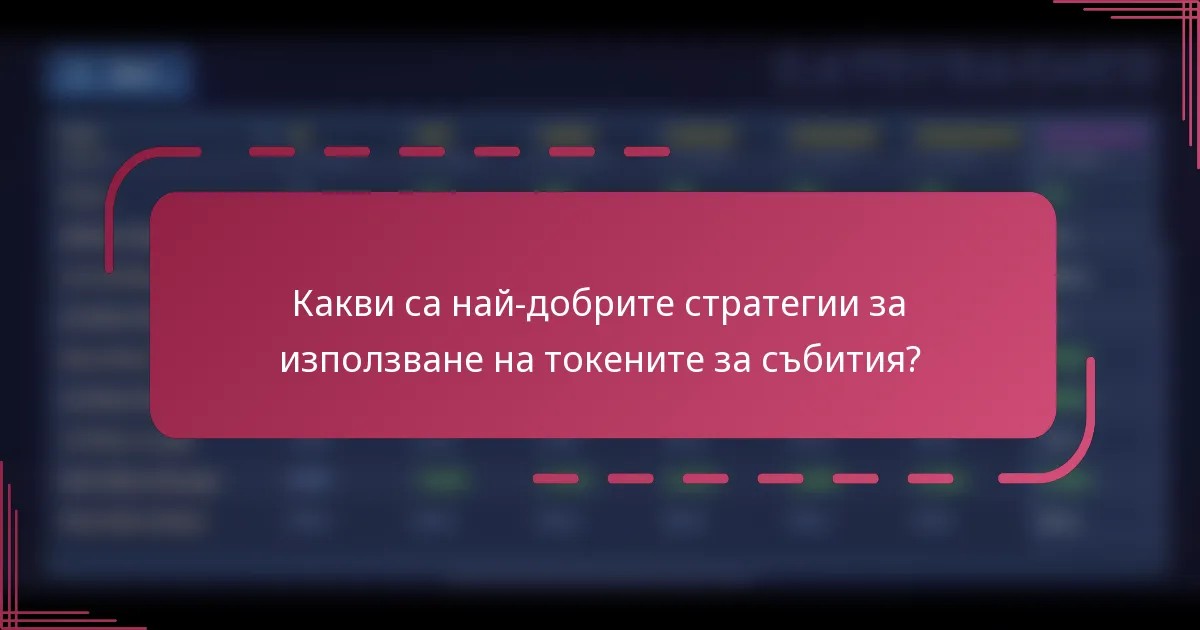 Какви са най-добрите стратегии за използване на токените за събития?