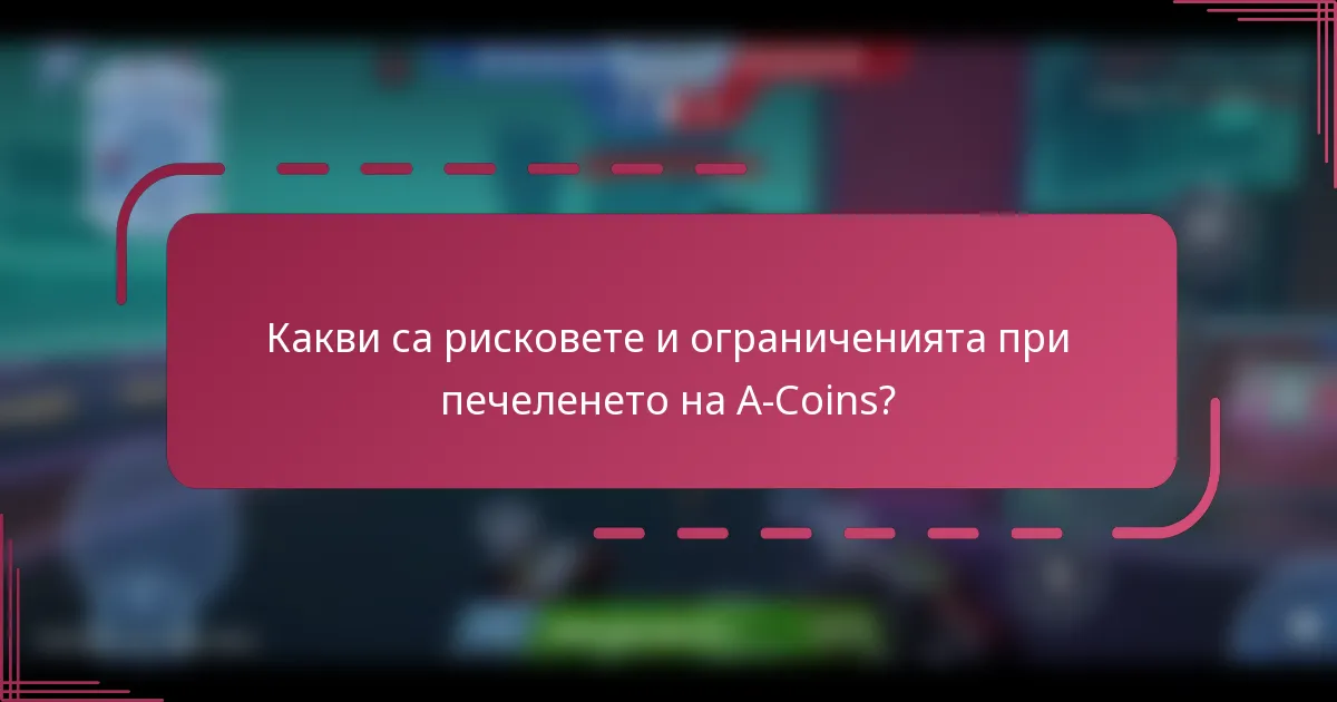 Какви са рисковете и ограниченията при печеленето на A-Coins?