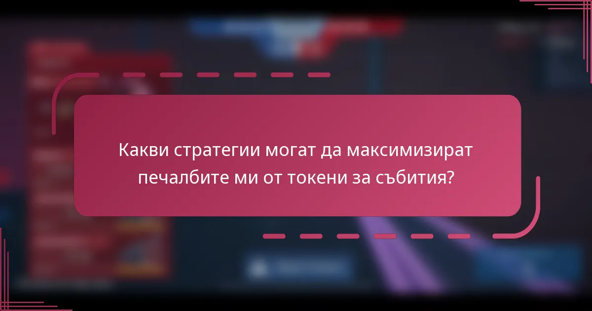 Какви стратегии могат да максимизират печалбите ми от токени за събития?